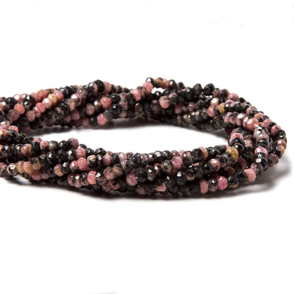 3-4mm Rhodonite Beads Faceted Rondelle 13.5 inch 160 pieces
