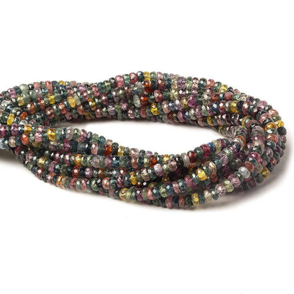 3-4mm Ruby & Fancy Sapphire faceted rondelles 16 inch 170 pieces