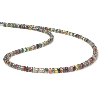 3-4mm Ruby & Fancy Sapphire faceted rondelles 16 inch 170 pieces