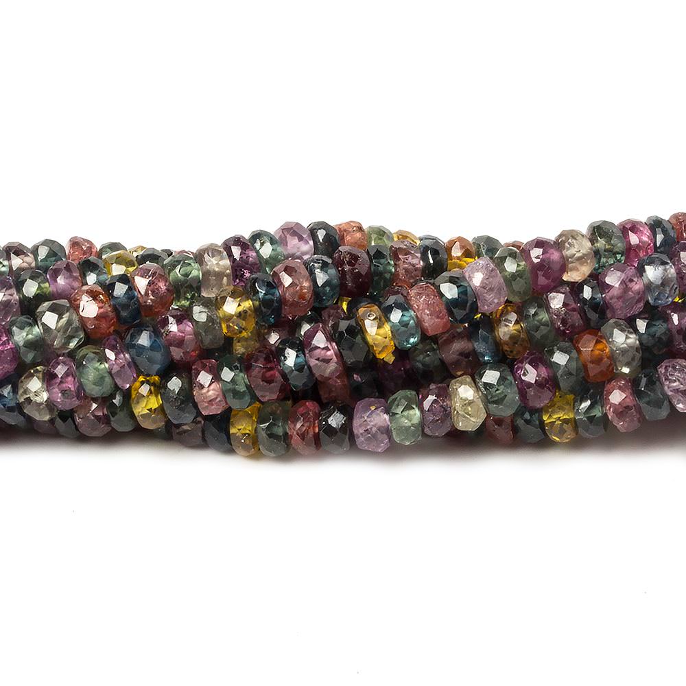 3-4mm Ruby & Fancy Sapphire faceted rondelles 16 inch 170 pieces