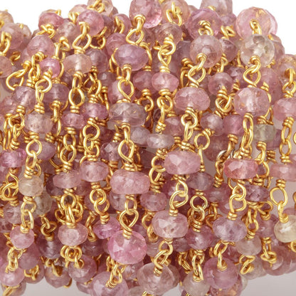 3-4mm Umba Sapphire Faceted Rondelles on Vermeil Chain