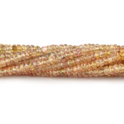 3-4mm Yellowish Orange Songea Sapphire Faceted Rondelles 16 inch 200 Beads