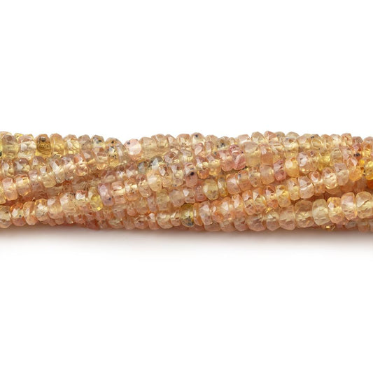 3-4mm Yellowish Orange Songea Sapphire Faceted Rondelles 16 inch 200 Beads