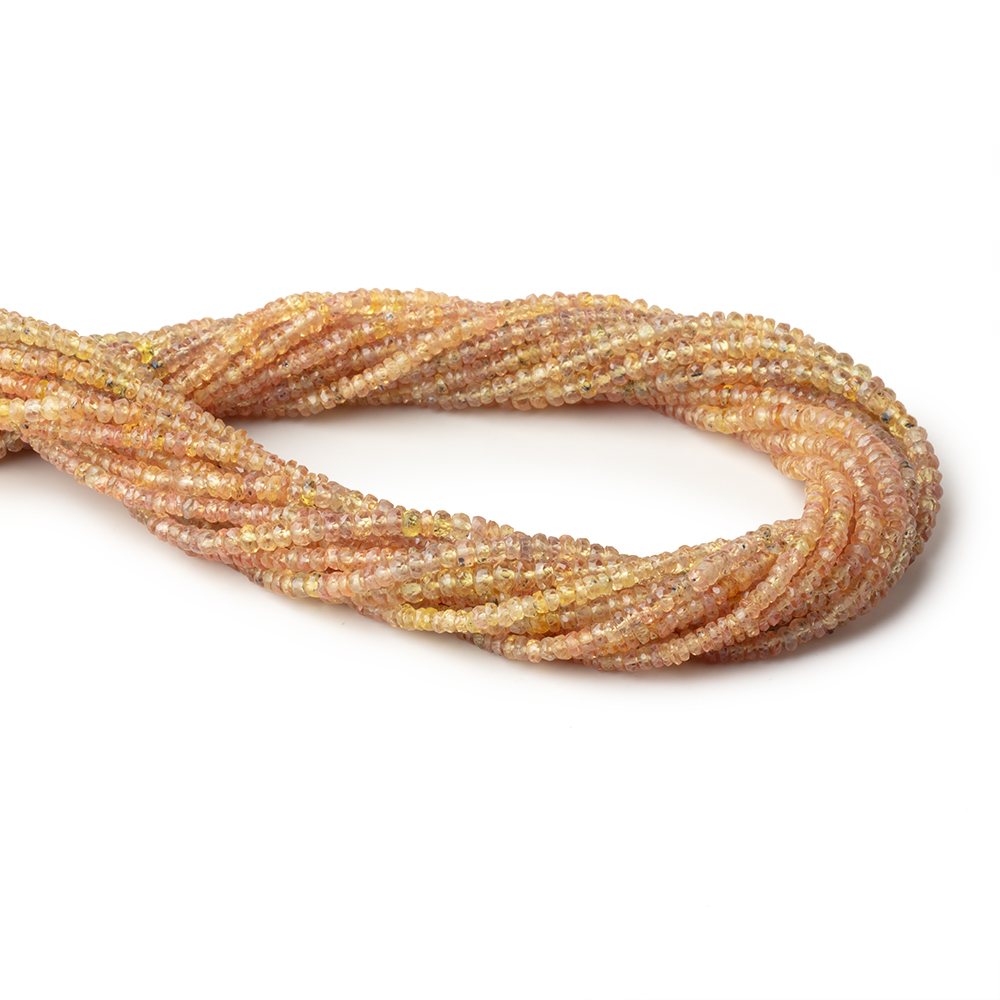 3-4mm Yellowish Orange Songea Sapphire Faceted Rondelles 16 inch 200 Beads