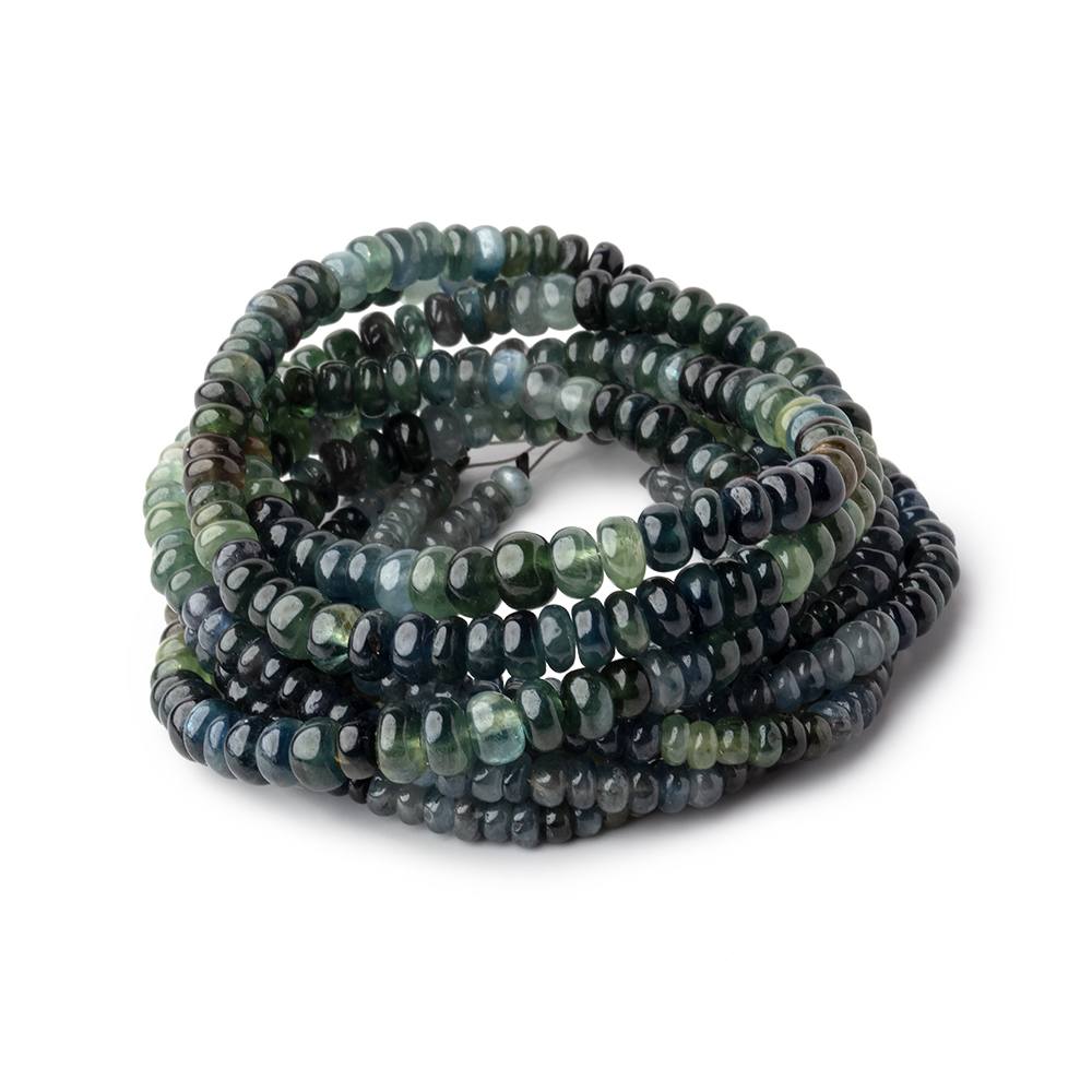 3-5.5mm Blue & Green Sapphire Plain Rondelle Beads 16 inch 172 pieces
