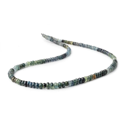 3-5.5mm Blue & Green Sapphire Plain Rondelle Beads 16 inch 172 pieces