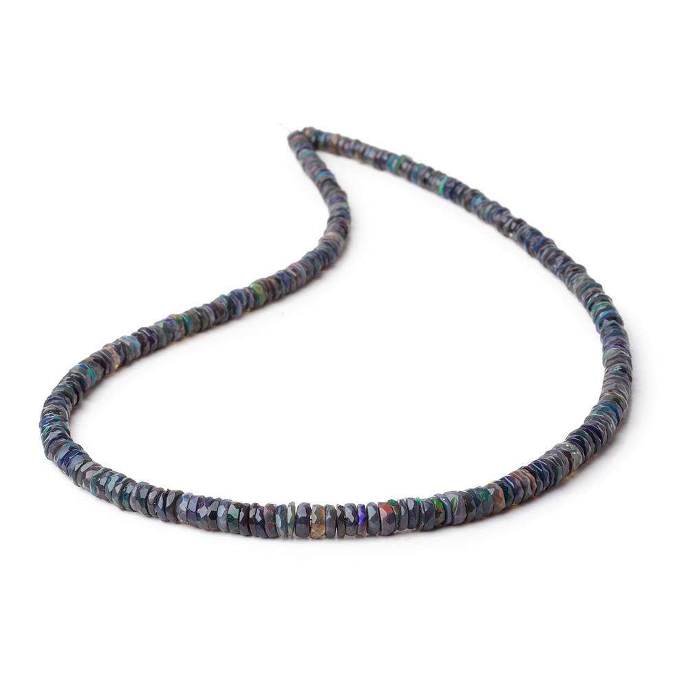4-5mm Ethiopian Wollo Black Opal Faceted Heishi Beads 16 inch 270 pieces AA