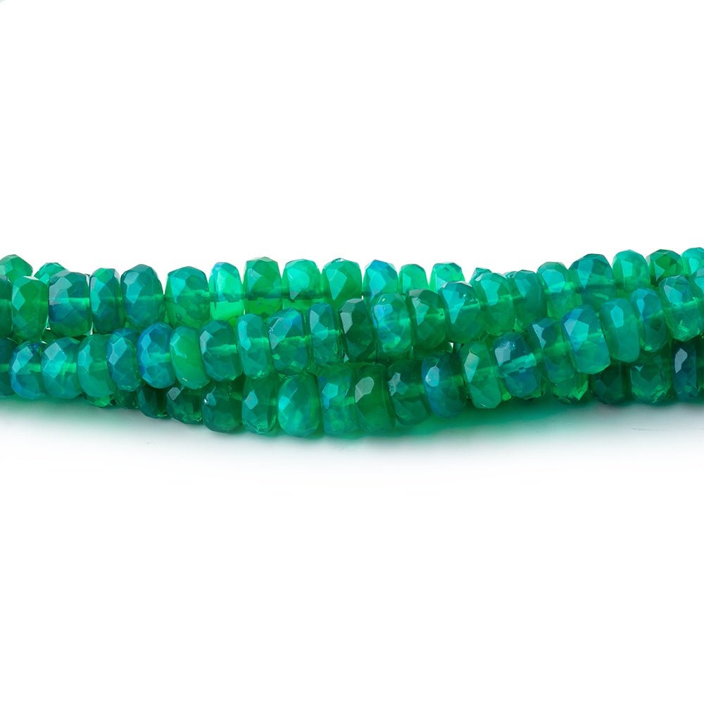 3-5mm Kelly Green Ethiopian Opal Faceted Rondelle Beads 16.5 inch 178 pieces