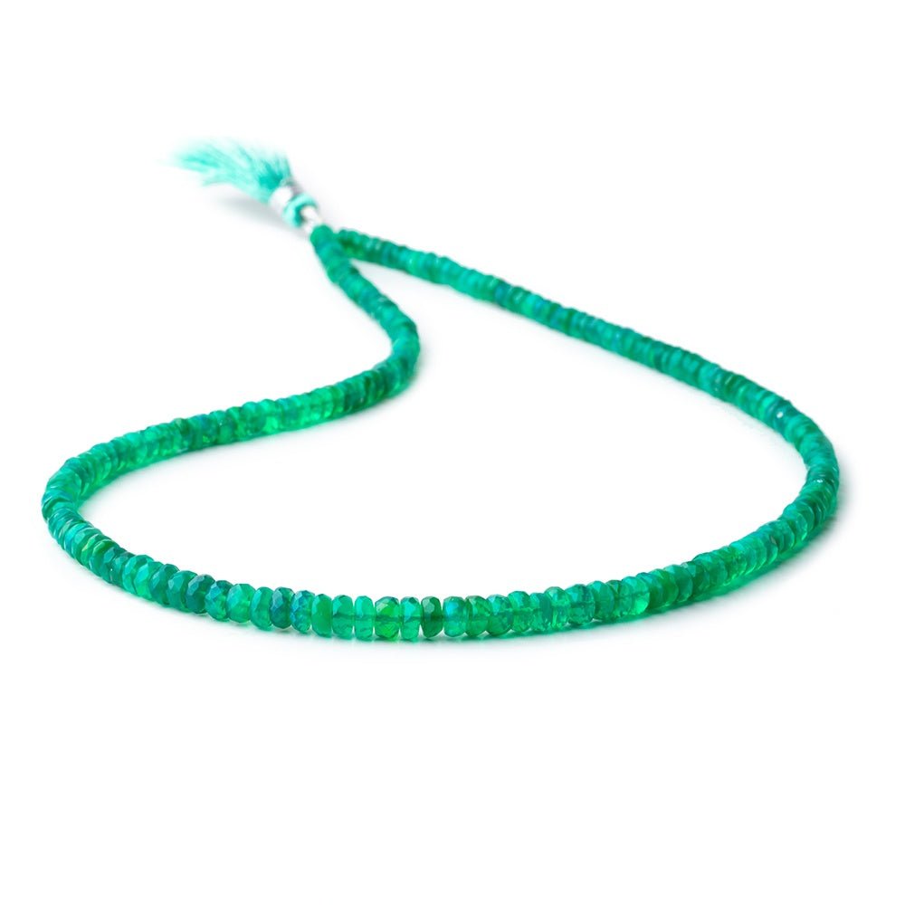 3-5mm Kelly Green Ethiopian Opal Faceted Rondelle Beads 16.5 inch 178 pieces