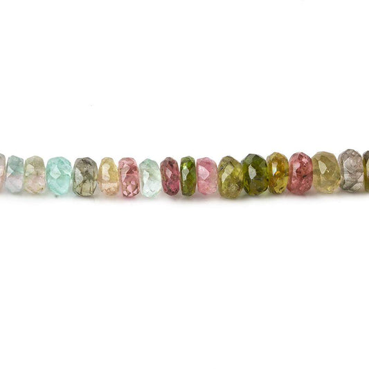 3-5mm Multi Color Tourmaline Faceted Rondelle Beads 16 inch 135 pieces