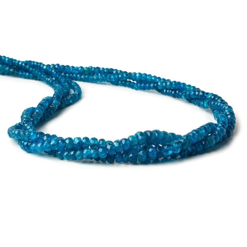 3-5mm Neon Blue Apatite Faceted Rondelle Beads 15.5 inch 156 pieces A