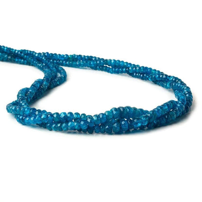 3-5mm Neon Blue Apatite Faceted Rondelle Beads 15.5 inch 156 pieces A