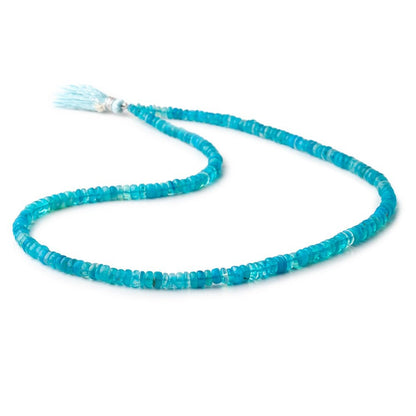 3-5mm Neon Blue Ethiopian Opal Plain Rondelle Beads 16 inch 193 pieces