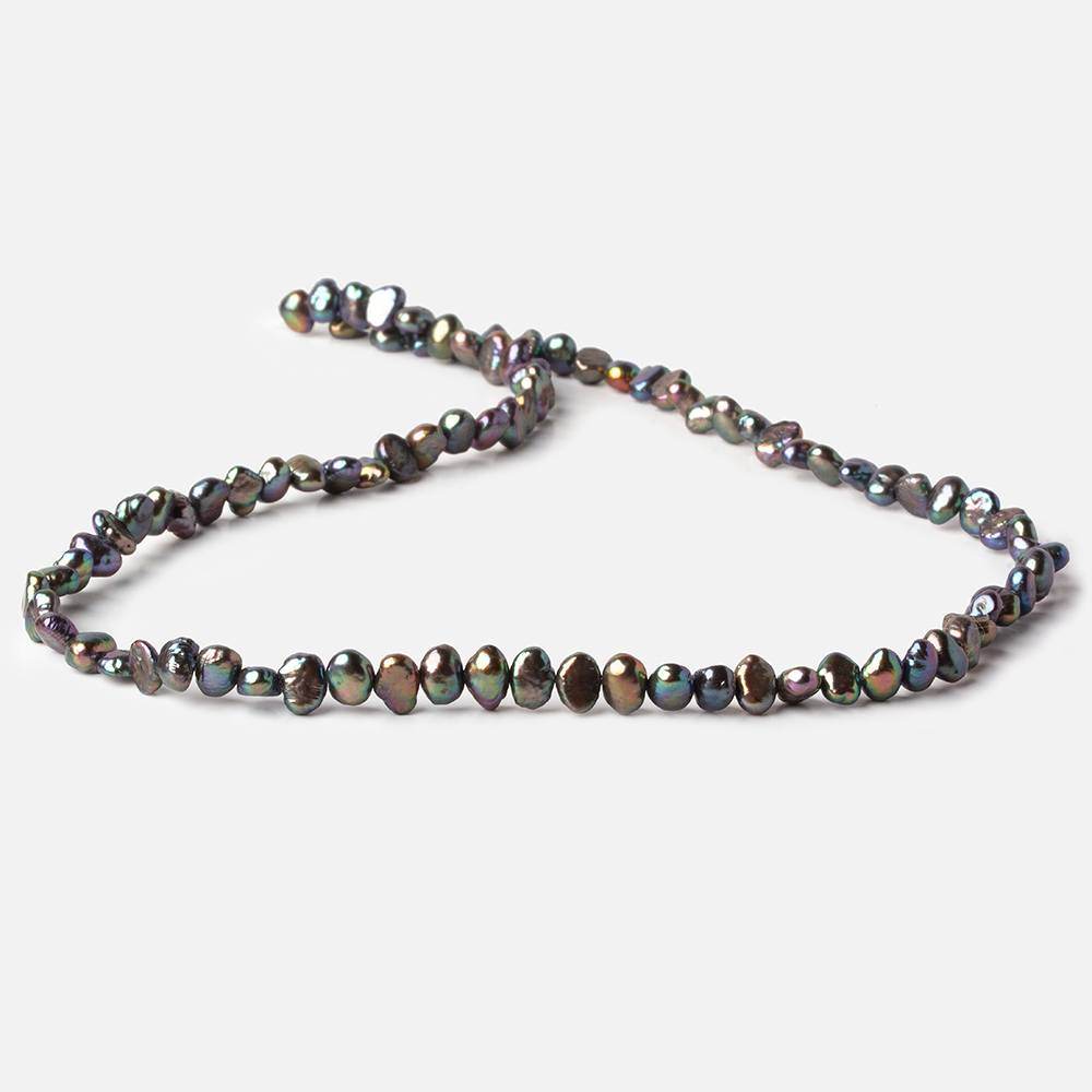 3-5mm Peacock Baroque Side Drilled Freshwater Pearls 16 inch 110 pieces