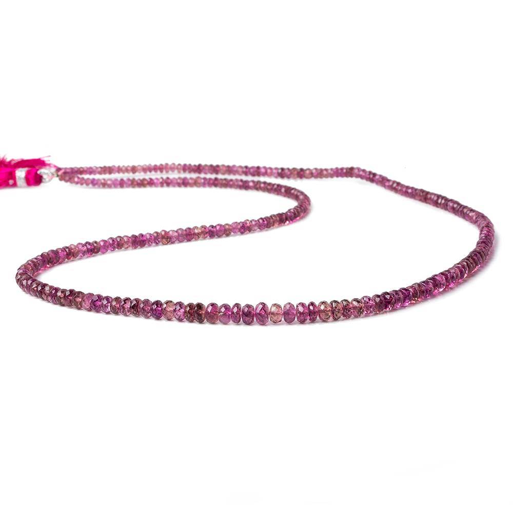 3-5mm Rubelite Tourmaline Faceted Rondelle Beads 20 inch 190 pcs AA Grade