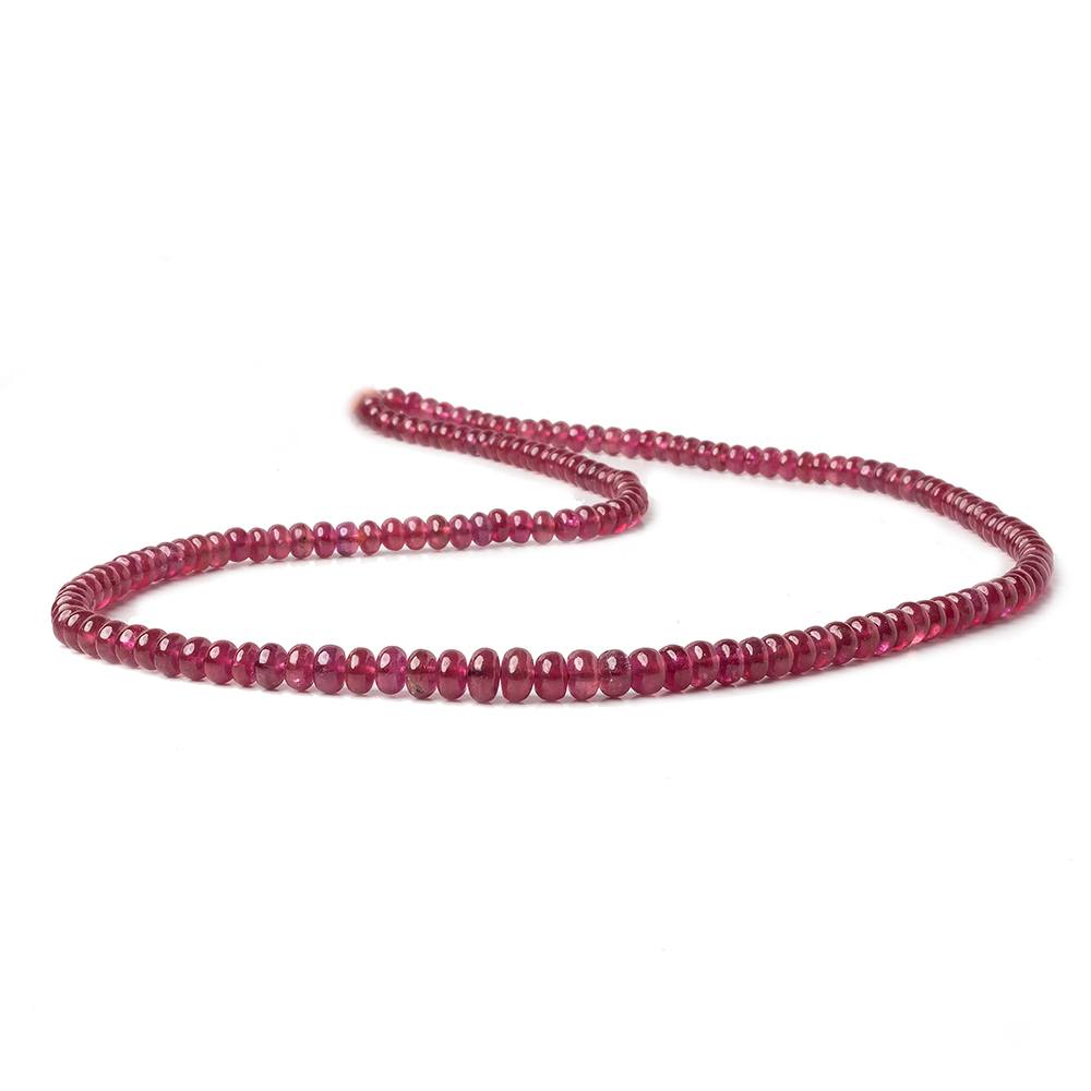 3-5mm Ruby Plain Rondelles 16 inch 159 beads