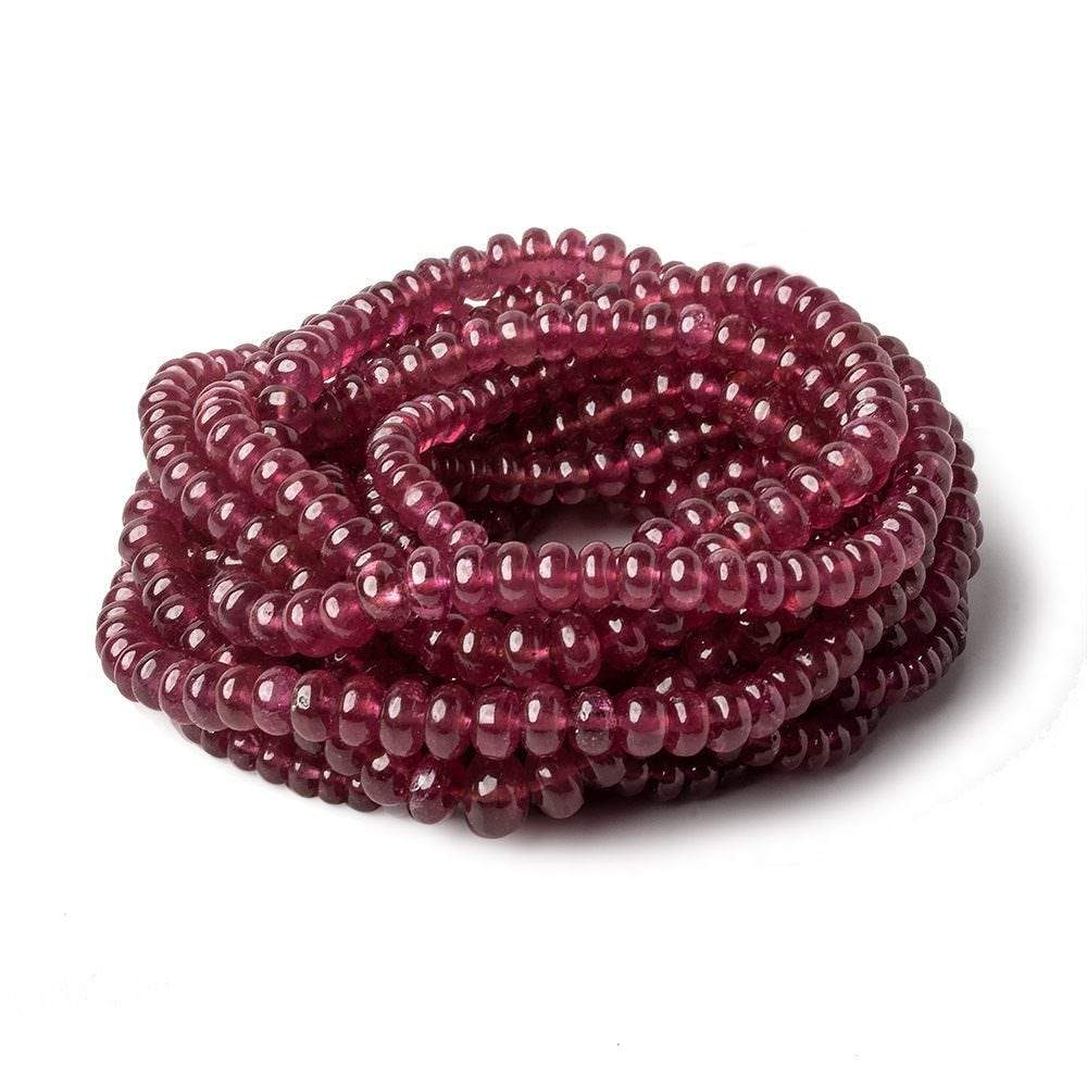 3-5mm Ruby Plain Rondelles 16 inch 159 beads