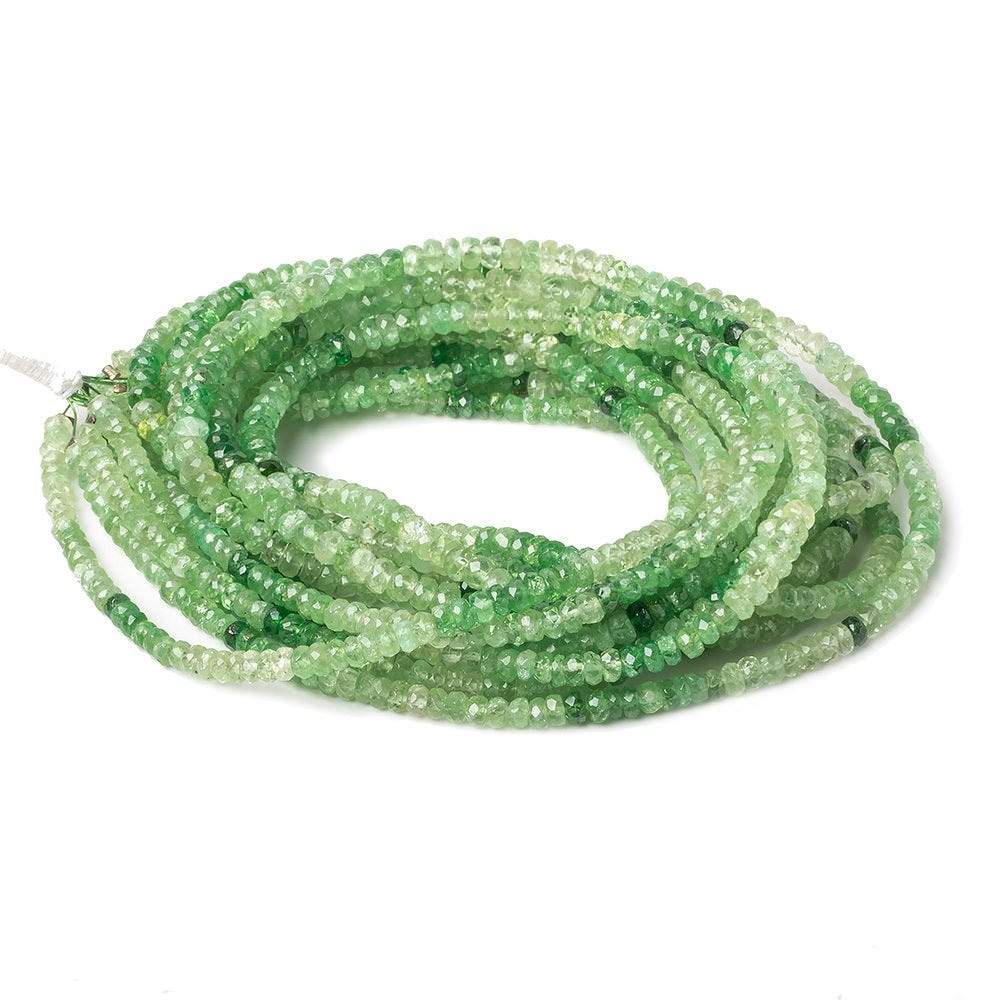 3-5mm Shaded Tsavorite Garnet faceted rondelle beads 16 inch 200 beads