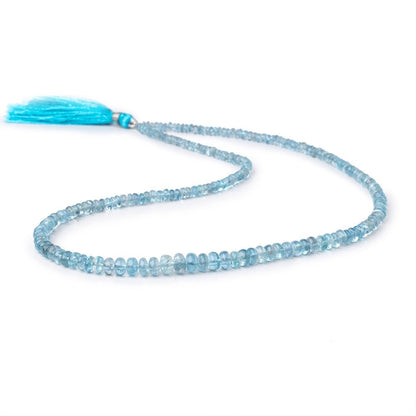 3-6.5mm Aquamarine Plain Rondelles 18 inch 206 Beads AA