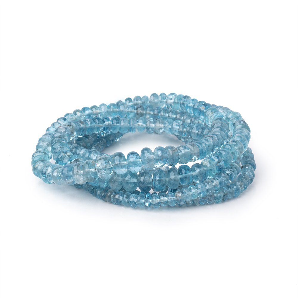 3-6.5mm Aquamarine Plain Rondelles 18 inch 206 Beads AA