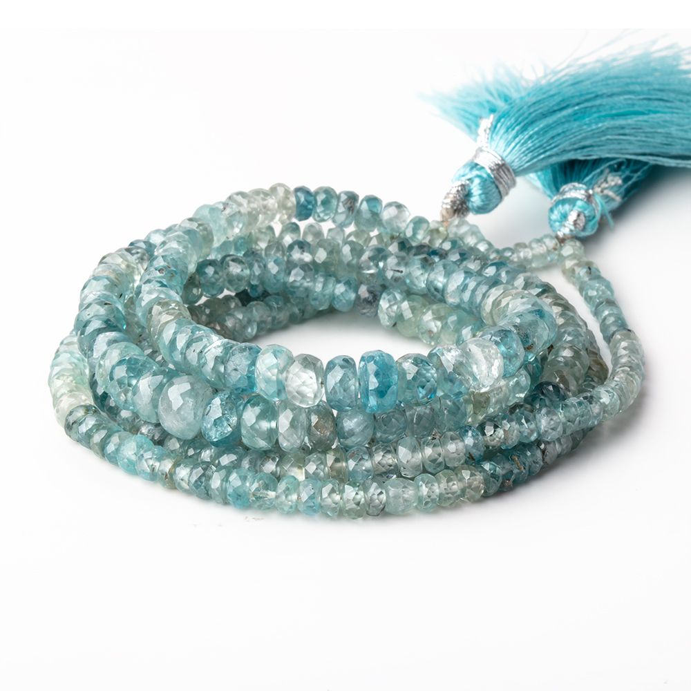 3-6.5mm Shaded Blue Zircon Faceted Rondelle Beads 18 inch 185 pieces