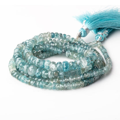 3-6.5mm Shaded Blue Zircon Faceted Rondelle Beads 18 inch 185 pieces