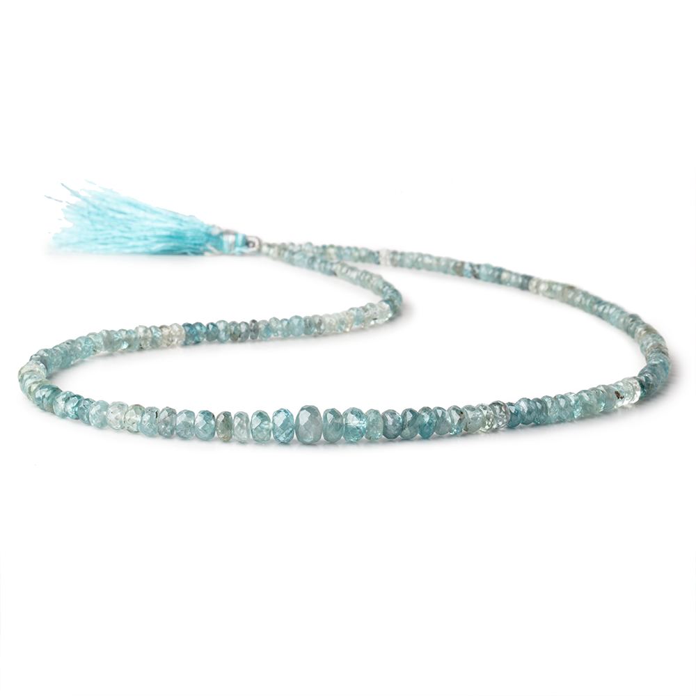 3-6.5mm Shaded Blue Zircon Faceted Rondelle Beads 18 inch 185 pieces
