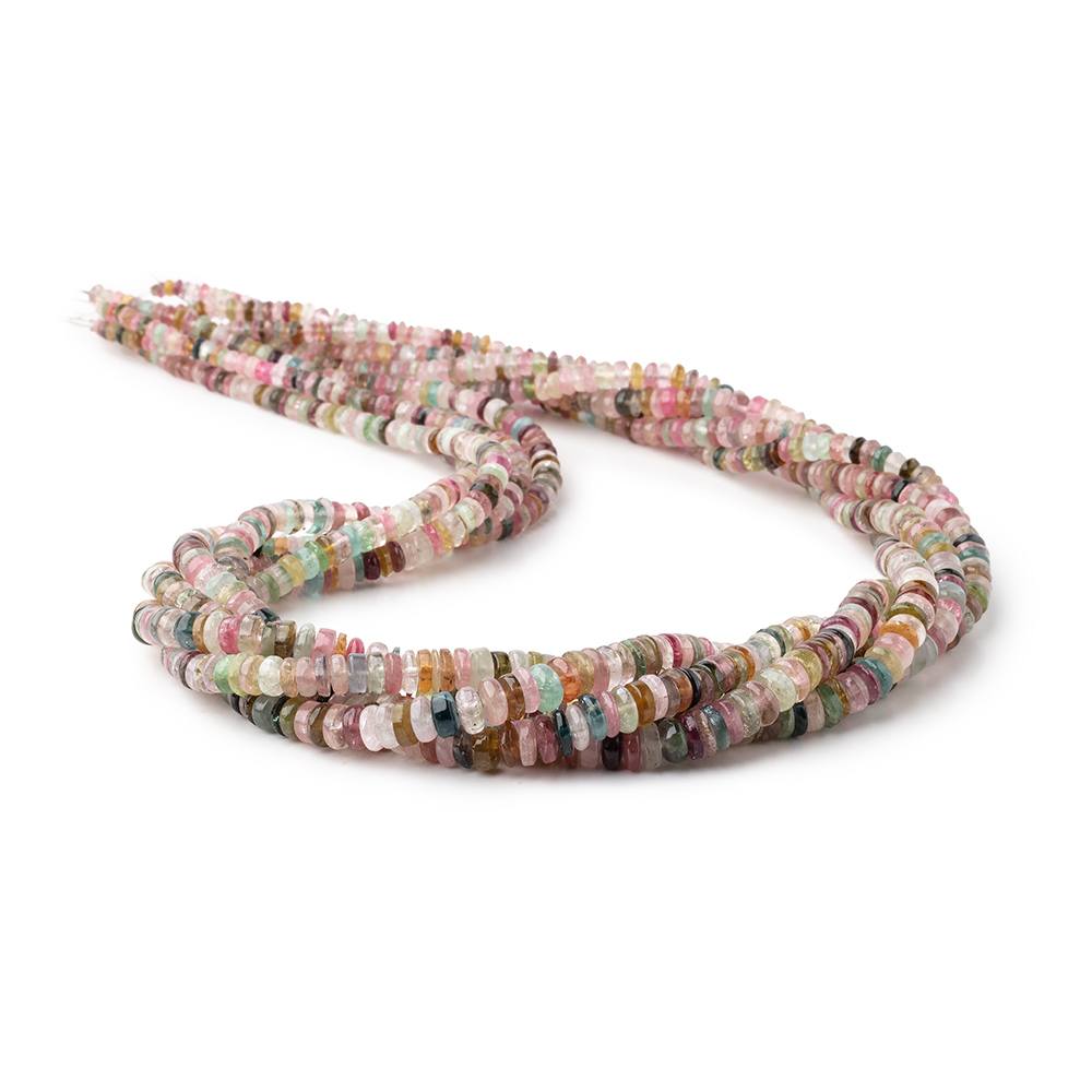3-6mm Multi Color Tourmaline Plain Heishi Beads 18 inch 240 pieces