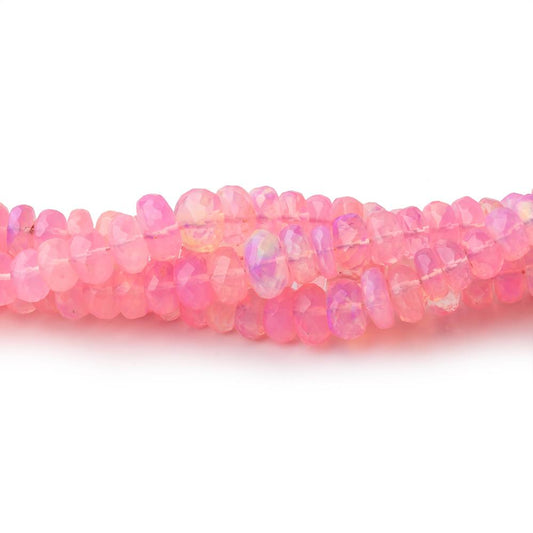 3-6mm Neon Pink Ethiopian Opal Faceted Rondelle Beads 16 inch 160 pieces