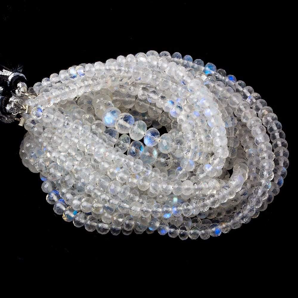 3mm Rainbow Moonstone micro faceted rondelles 16 inch 166 beads AAA