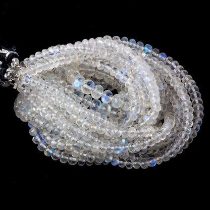 3mm Rainbow Moonstone micro faceted rondelles 16 inch 166 beads AAA
