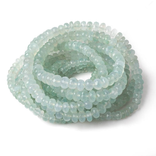 3-7mm Aqua Green Chalcedony faceted rondelles 18 inch 135 beads AA