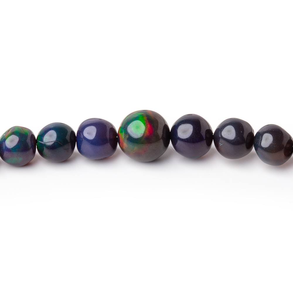 3-7mm Black Ethiopian Opal Plain Round Beads 16 inch 87 pieces