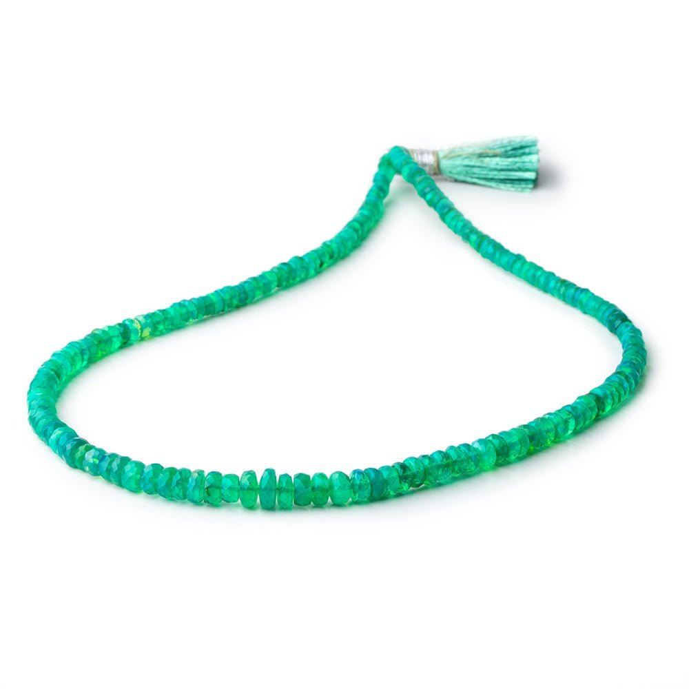 3-7mm Kelly Green Ethiopian Opal Faceted Rondelle Beads 16 inch 172 pieces