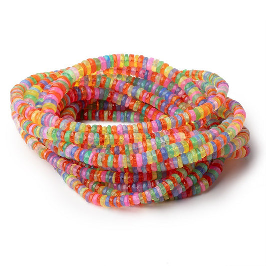 3-7mm Multi Color Ethiopian Opal Faceted Heishi 16 inch 230 Beads AA