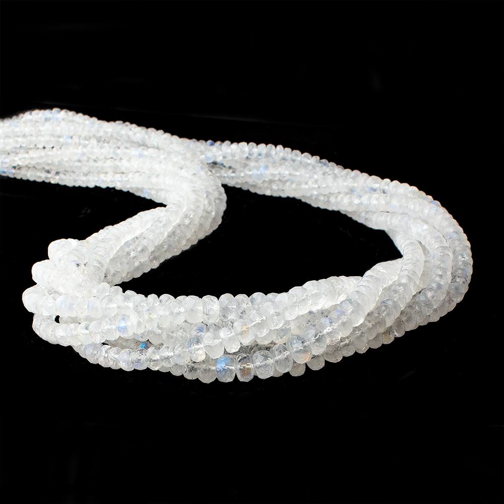 3-7mm Rainbow Moonstone Faceted Rondelle Beads 18.5 inch 184 pieces