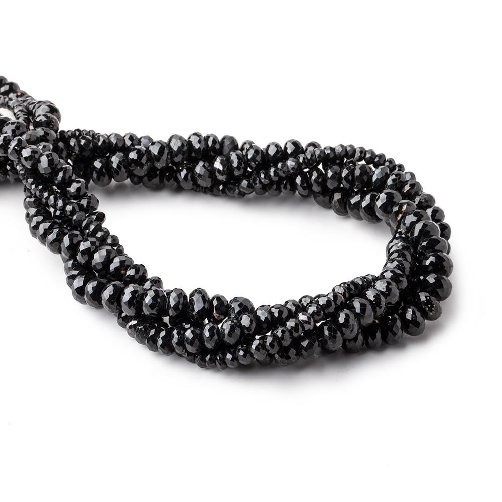 3-8mm Black Spinel Faceted Rondelle Beads - Lot of 4 Strands