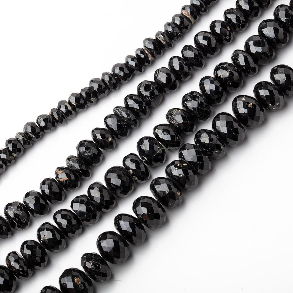 3-8mm Black Spinel Faceted Rondelle Beads - Lot of 4 Strands