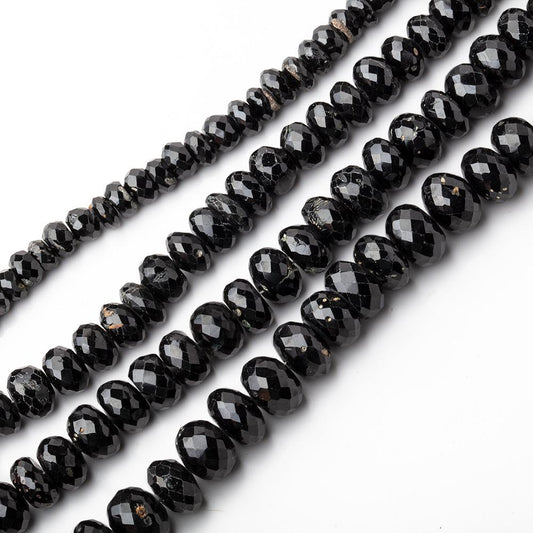3-8mm Black Spinel Faceted Rondelle Beads - Lot of 4 Strands