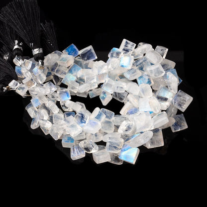 3-8mm Rainbow Moonstone Plain Square Beads 6.5 inch 48 pieces AA
