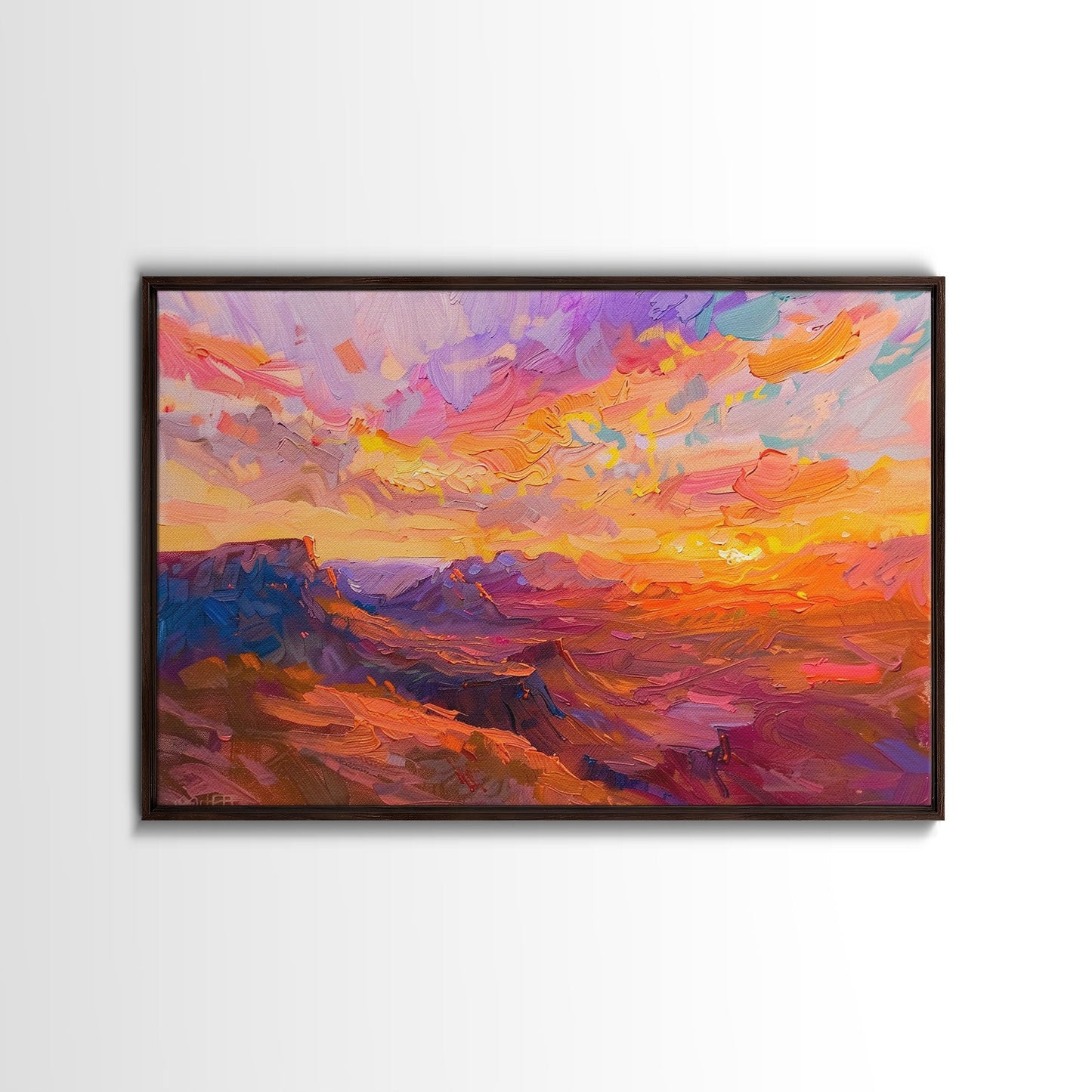 Arizona Desert Sunset Art Print - Framed Canvas Metal or Oil Painting - Southwestern Decor