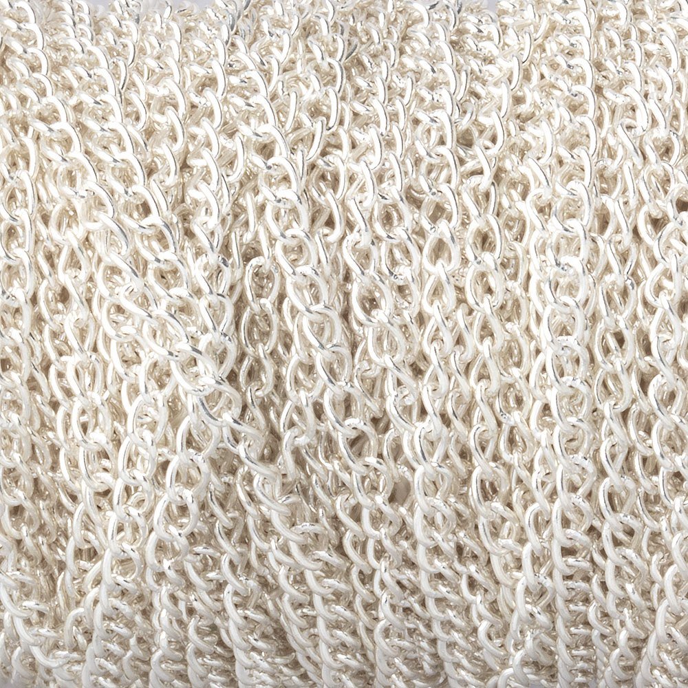 3 Feet - 2mm Silver plated Curb Link Chain