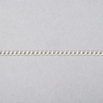 3 Feet - 2mm Silver plated Curb Link Chain