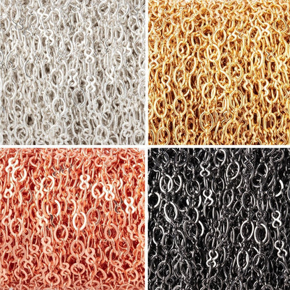 3 Feet - 3mm Rounded Oval & Bowtie Link Chain