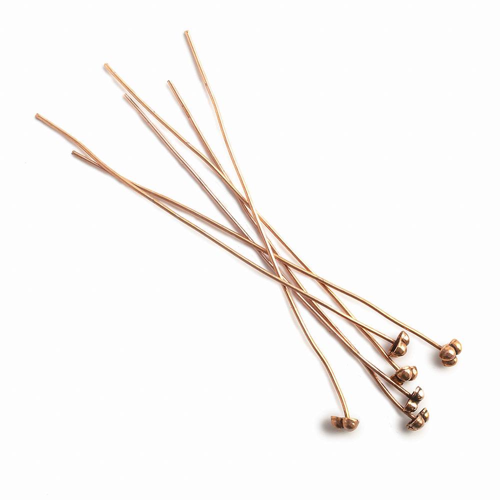 3" length Copper 3 Ball Design Headpin, 22 Guage 22 Pieces