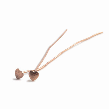 3" length Copper Headpin Heart 22 Guage 22 pcs per bag