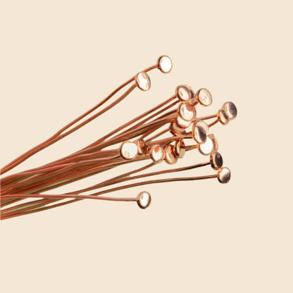 3" length Copper Headpin with flat circular head, 24 Gauge 22 pcs per bag
