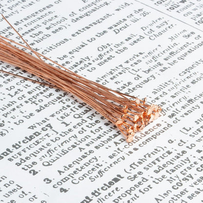 3" length Copper Headpin with flat circular head, 24 Gauge 22 pcs per bag