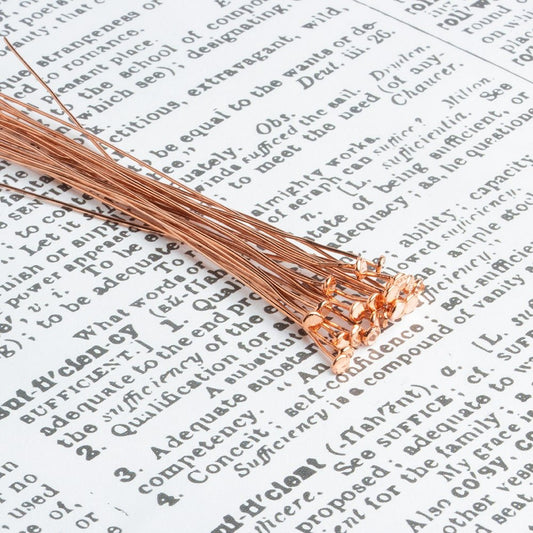 3" length Copper Headpin with flat circular head, 24 Gauge 22 pcs per bag