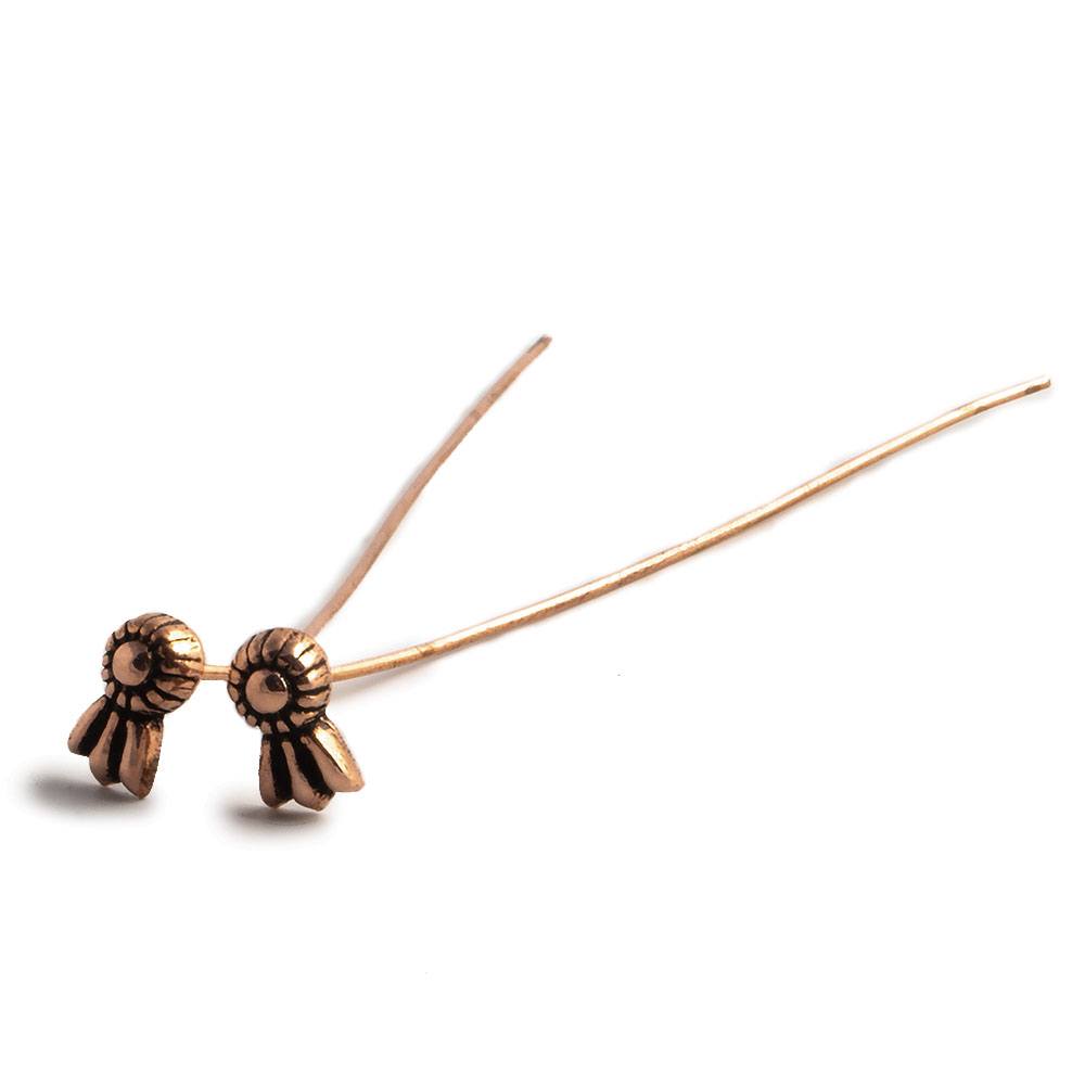 3" length Copper Ribbon Design Headpin, 22 Guage 22 pieces